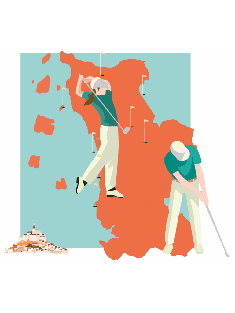 carte du cotentin en orange et vert